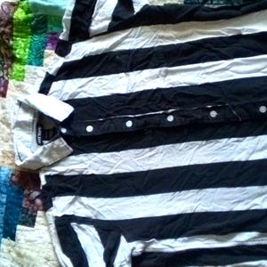 Black and white striped button up